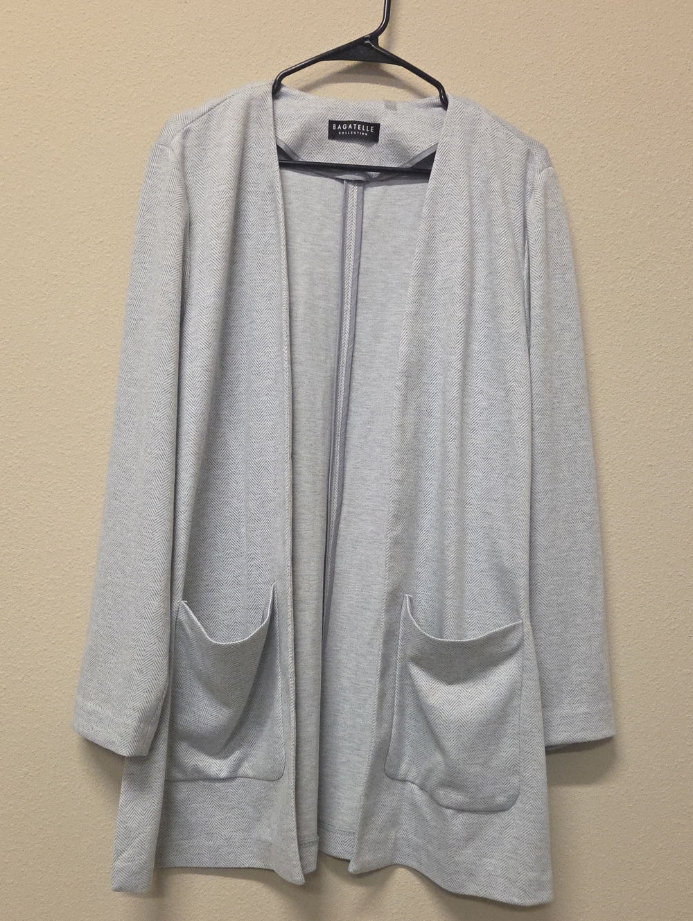 Bagatelle Collection Light Gray Women Open-Front Cardigan with Pockets Size XL